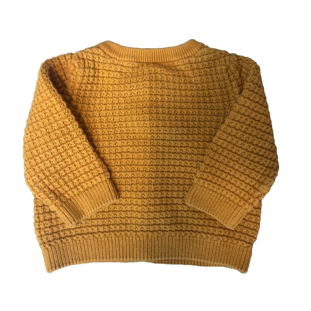 Hanna Andersson Mustard Yellow Organic Cotton Button Sweater Long Sleeve 6-12 Mo - Picture 2 of 2